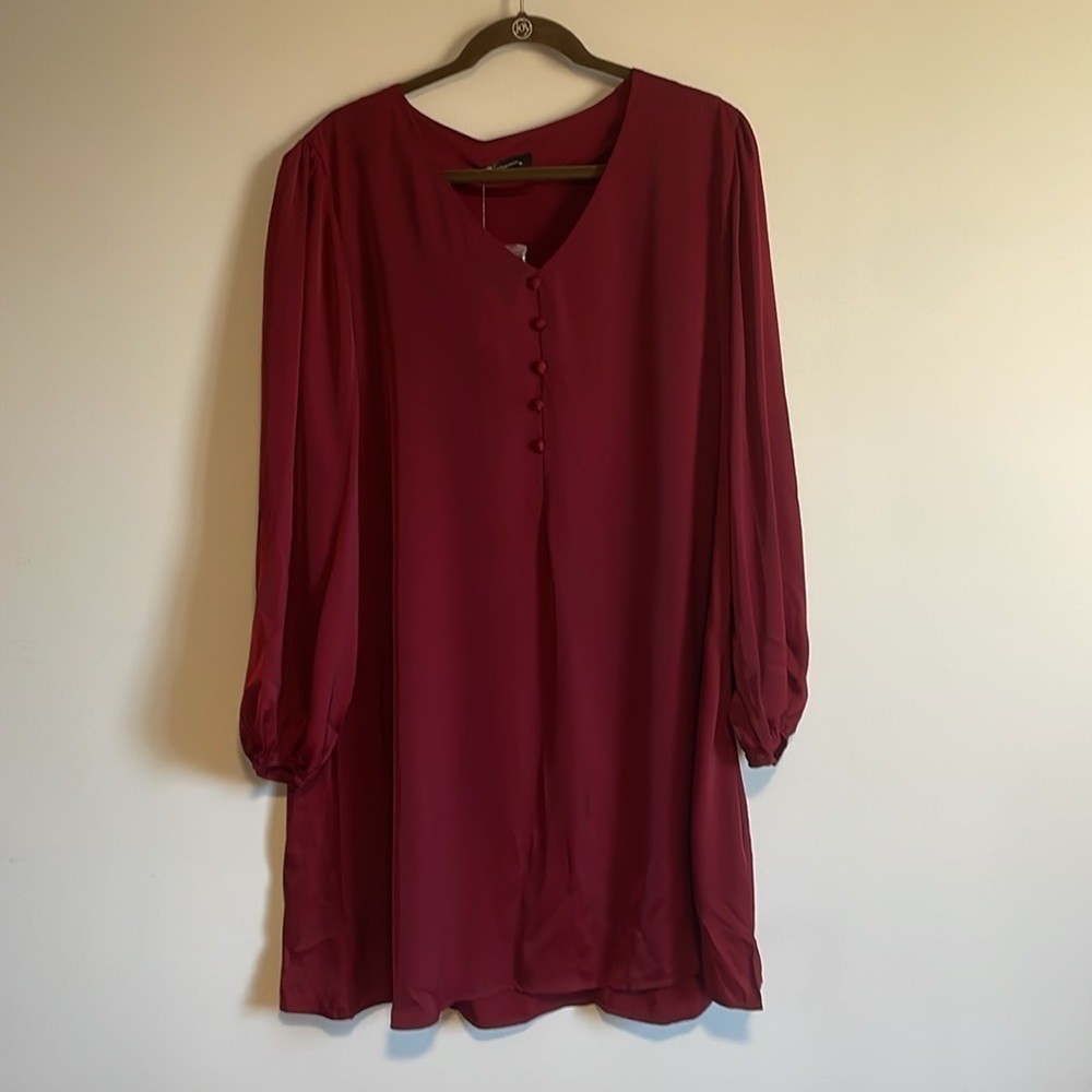 NWT PrettyGardens Cranberry Dress Maroon XL burgundy Loose Classy Formal Career